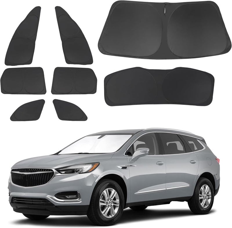 LHFLIVE 8PCS Windshield Sun Shade Custom Fit for 2018-2024 Buick Enclave Accessories Foldable Sunshade Side Rear Window Shade Cover Full Set Privacy Protection Keeps Car Cool - Image 1